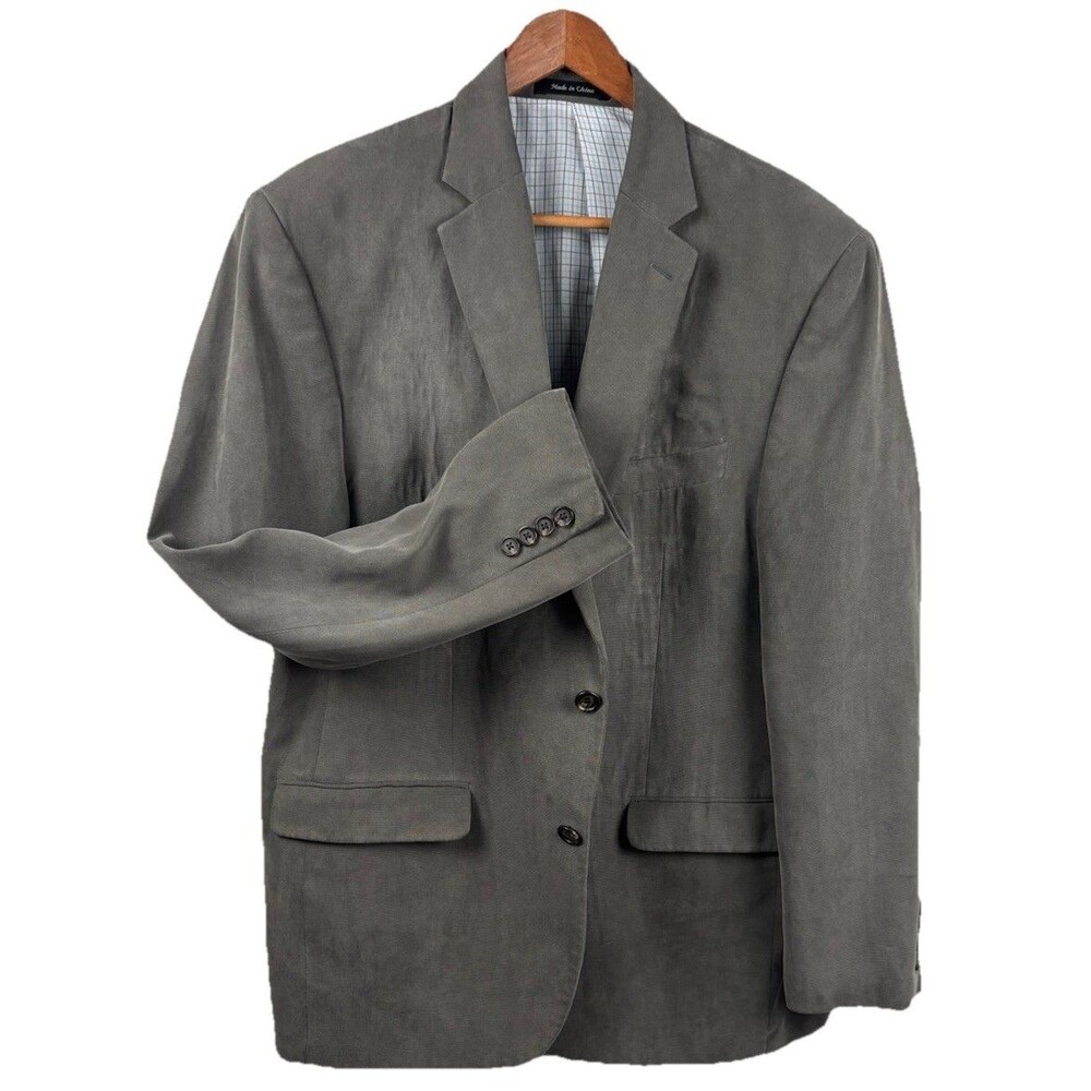 Lauren Ralph Lauren Sport Coat Mens 42R Blazer Gray Faux Suede 100% Polyester